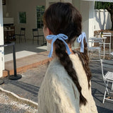 Daiiibabyyy Colored Woolen Bow Hair Tie Scrunchies Headwear for Girls Korea Sweet Knitted Ribbon Ponytail Elastic Hair Band Hair Accessories