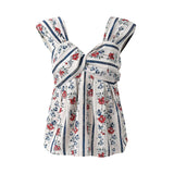 DAIIIBABYYY  -  Women's French Retro Niche Floral Print Vests 2024 Summer V-neck Sleevless  Backless Age-reducing Slim Tank Tops Female Clothing