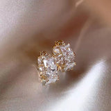 Daiiibabyyy  Plated Cubic Zirconia Drop Hoop Earrings for Women Luxurious Fashion Huggies Party Jewelry Gifts