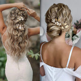 Daiiibabyyy  4-Piece Set Silver Leaf Forest Style Hair Comb and Hairpin Set, Elegant Style, Suitable for Bride Wedding / Bridesmaid Styling