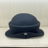 DAIIIBABYYY  -  High Quality Australian Wool Black Top Hats for Women Autumn Winter Casual Versatile Retro French Elegant Socialite Berets Cap