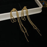 Daiiibabyyy  Silver Needle Knotted Tassel Earrings for Women Fashion Unique Design Drop Earring Light Luxury High-end New Jewelry