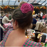 Daiiibabyyy 1PC Fabric Rose Flower Hair Claw Clips For Women Girls Hair Clip Barrette Plastic Hair Clamps Headwear Hair Accessories