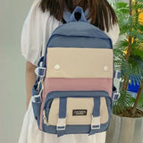 Daiiibabyyy  Fashion Nylon Backpack Large Capacity Korean Color School Bag Multifunction Breathable Book Bag Teenage
