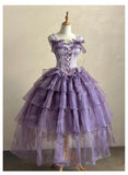 Daiiibabyyy  Summer New Women's Purple Slim High-Waisted Long Lolita Dress Versatile Bustle Black Birthday Adult Ceremony Princess Dress