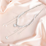 DAIIIBABYYY  -  Multilayer Heart Shaped Pendant Pearls Necklace Romance Fashion Jewelry Accessory for Trendy Women Ladies Daily Use
