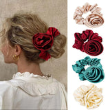 Daiiibabyyy  1PC Pack Rose - Shaped Hair Scrunchies, Elegant Flower Hair Ties, Ideal for Women's Stylish Ponytails and Buns