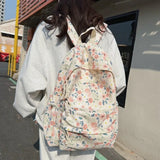 Daiiibabyyy  Fashion Flower Print Women's Backpacks Multifunction Large Capacity School Backpack Zipper Book Bag Students