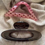 Daiiibabyyy  1-2 Pc Fashion Hair Claw Set Triangle Polka Dot and Oval Shaped Clips Stylish Acrylic Hair Accessories for Women Daily Use