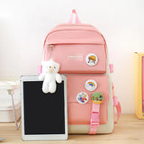 Daiiibabyyy  4Pcs/Set Large Capacity 4 in 1 Backpack Breathable Casual School Bag Multifunction School Rucksack College Backpack Teenage