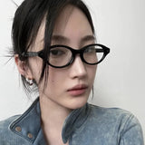 DAIIIBABYYY  -  Retro Oval Glasses Women Girls Y2K Red Green Frame Glass Eyewear Decorative Computer Anti-blue Eyeglasses with Seaside Driving