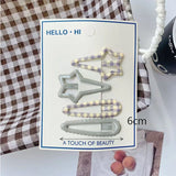 Daiiibabyyy  Retro Morandi Plaid BB Hair Clips Korean Style Early Autumn Daily Side Bang Clip Nape Baby HairClips for Women and Girls 1 Set