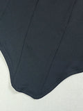DAIIIBABYYY  -  Elegant  Evening Two Piece Sets for Women Diagonal Collar Sleeveless Vest High Waist Slimming Split Skirt Solid Set Female