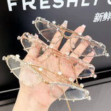 DAIIIBABYYY  -  Rhinestone Metal Oval Shades Women Men Shiny Diamonds Sunglasses 2024 Unisex Bling Eyeglasses Frames Fashion Eyewear Glasses