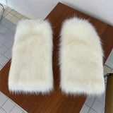 Daiiibabyyy White Faux Fur Leg Warmer Sock Leggings Winter Jk Gothic Boots Socks Y2K Hot Girl Harajuku Y2k Lolita Boot Cover Foot Sleeve