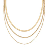 Daiiibabyyy Simple Stainless Steel Multi-layered Necklace for Women Street Punk Metal Flat Snake Chain Necklace Men Jewelry Gift