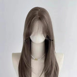 Daiiibabyyy  LuxuriouslySilky Wig Smoky Ashen Chocolate Wig ExtraVoluminous Layered Straight Wig FullHead Elegant Luxurious Hairpiece