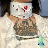Daiiibabyyy  Grunge Rock Jewelry Leather Red Cross Choker Punk Cross Line Necklace Women Accessories Gothic Charm Necklace Fashion