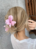 Daiiibabyyy Summer Flower Pearl Large Hair Claw Crabs for Women Cloth Flower Shark Clips Hairpin Headdress Hair Accessories