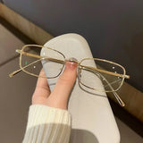 DAIIIBABYYY  -  Y2K Harajuku Metal Frame Glasses Unisex Small Square Retro Clear Reading Anti Blue Light Eyelasses Women Men Japanese Eyewear