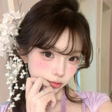 Daiiibabyyy  Lily of The Valley Flowers Tassel Hair Clip Retro New Chinese Style Flower Hair Claws Forest Ancient Style Flower Accessories
