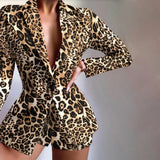 DAIIIBABYYY  -  Autumn and Winter European and American Fashion Leopard Print Casual Shorts Suit Women