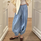 Daiiibabyyy  Fashion Cotton Hip-hop Lantern Pants Spring and Summer Women Simple Solid Loose Soft Breathable Casual Street Dance Harem Pants