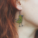 Daiiibabyyy  Vintage Mockingbird Earrings Unique and Cute Green Resin Bird Fish Pendant Earrings Innovative Design Girls Earrings Jewelry