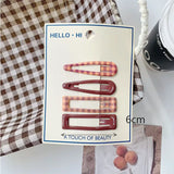 Daiiibabyyy  Retro Morandi Plaid BB Hair Clips Korean Style Early Autumn Daily Side Bang Clip Nape Baby HairClips for Women and Girls 1 Set