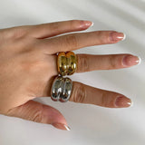 DAIIIBABYYY  -  Electroplated 18k Gold Ring For Men And Women Trendy Bright Metal Ring Fashionable Finger Decor Hoop Beach Jewelry Accessories