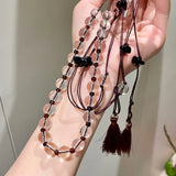 Daiiibabyyy  Braided rope tassel transparent contrast bead necklace