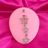 Daiiibabyyy  Egirl Body Piercing Blue Crystal Star Belly Button Rings Cute Korean Fashion Navel Piercing Sexy Accessories Y2K Body Jewelry