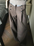 Daiiibabyyy  Brown Wide Leg Women Suit Pants Vintage Button Pleated Old Money Style Straight Trousers Baggy A-Line Basic Casual
