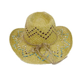 DAIIIBABYYY  -  Handmade Braided Straw Hats Wave Pattern Beach cap Hollowed Out Shell Straw Hat Fashion Rolled Brim Western Cowboy Straw Hat