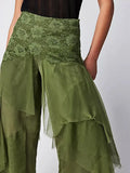 DAIIIBABYYY  -  Casual High Rise Irregular Tiered Wide Leg Pants for Women High Waist Ethnic Retro Harajuku Loose Trousers Autumn Pants