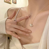 DAIIIBABYYY  -  2024 Fairy Sparkling Zircon Planet Pendant Necklace Sweet Girls Elegant Necklace Clavicle Chain Women Fashion Jewelry Gift