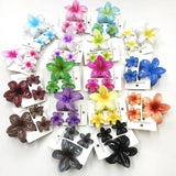 DAIIIBABYYY  -  3Pcs Sweet Colorful Plumeria Flower Shark Clip Hair Claw Bohemian Ponytail Clip Plastic Hairpin Barrette Summer Hair Accessories