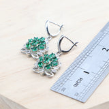 Daiiibabyyy Green Zircon 925 Silver Jewelry Sets Bridal Earrings Rings Pendant Necklace Charms Bracelets Set For Wedding Women