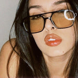 DAIIIBABYYY  -  Double Bridges Sunglasses Women Vintage Square Shades Eyewear Y2K Oversized Brand Design Eyeglasses Candy Color Hollow Glasses