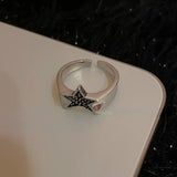 DAIIIBABYYY  -  2024 Gothic Unisex Star Ring Set Punk Grunge Cross Star Woman Man Jewelry Hip Hop Party Street Ring Accessories New Gift