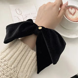 Daiiibabyyy New Vintage Velvet Bow Scrunchie Rabbit Knot Hair Rope Ribbon Elastic Ponytail Holder Hair Tie Solid Hair Accessories Winter