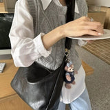 Daiiibabyyy Maillard Retro Crossbody Bag Women's 2023 New Trendy Korean Tote Bag Versatile Large Capacity Shoulder Bag aesthetic freshing