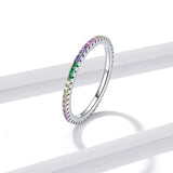 Daiiibabyyy  Slim Dainty Pinky Thin Rings for Women Simple Silver Color Multicolor Zircon Finger Ring Accessories Fashion Y2k Jewelry KCR039