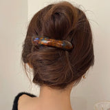 DAIIIBABYYY  -  Korean Spring Summer Chic Hair Clip Spring Clip for Girl French Style Glossy Elliptical Arc Retro Trendy Large Hairpin Headwear