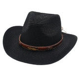 Daiiibabyyy  Vintage Summer Western Cowboy Hats Wide Brim Vacation Straw Cowgirl Hat Hiking Travel Sunscreen Visor Cap Outdoor
