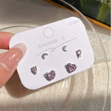 DAIIIBABYYY  -  Sweet Cool INS Pink Color Rhinestone Crystal Geometry Stud Earrings Set Women Korean Fashion Kpop Tassel Earring Jewelry
