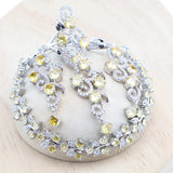 Daiiibabyyy Plant Yellow Zircon 925 Silver Jewelry Sets Bridal Bracelets Earrings Rings Pendant For Women Wedding Necklace Set