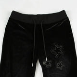 Daiiibabyyy   New Niche American Retro Star Pattern Low Waist Sexy Micro Flared Long Women Black Slim Fit Casual Pants
