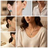 Daiiibabyyy  Anniversary Waterproof Blue Eyes Choker Chain Durable Titanium Eye Necklace Stylish Minimalist Design Demon Eye Earrings Daily
