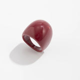Daiiibabyyy  Exaggerated Wine Red Resin Wide Cuff Bangles Hip Hop Geometric Acrylic Bracelet Bangles For Women Men Ring Jewelry Set